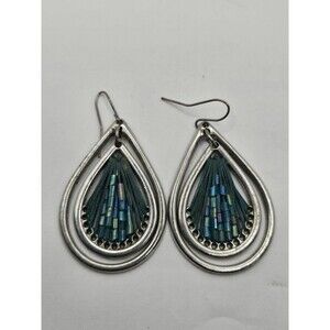Large Oval Teardrop Earrings Peacock Dangle